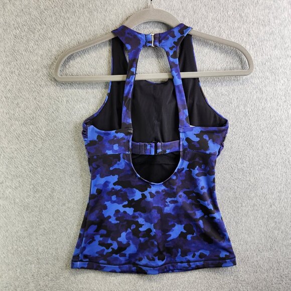 Athleta Tankini Womens 32 B/C Blue Camo Maldives Bra Cup Modest Swimsuit Top - Picture 4 of 16
